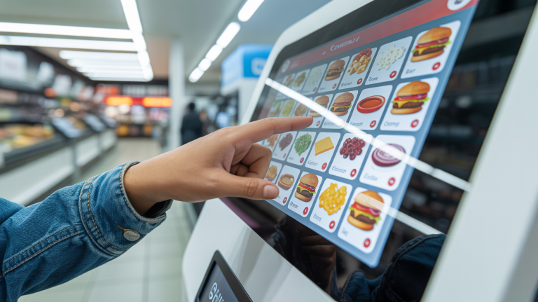 Touchscreen kiosk interface for customizing Sheetz burgers